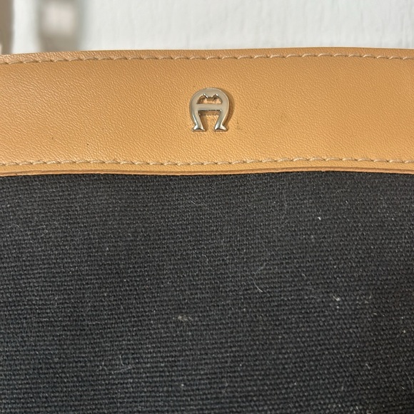 ÉTIENNE AIGNER CANVAS TOTE SHOULDER BAG IN BLACK AND TAN COLOURS - Picture 3 of 9